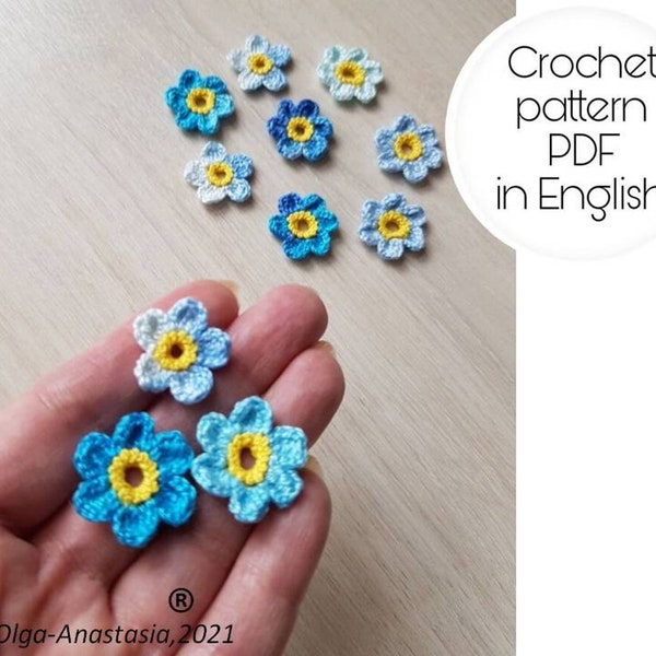 Forget me not flower pattern -Crochet motif pattern -Irish lace, motif 3D crochet -Ireland lace crochet pattern -detailed tutorial crochet .
