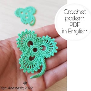 Crochet pattern shamrock - irish shamrock-  vintage crochet - irish crochet- shamrock crochet tutorials- clover motif crochet tutorial lace