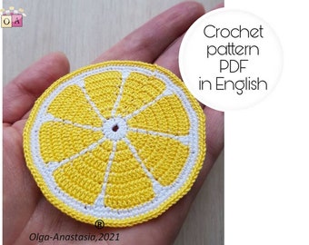 Lemon slices -Crochet pattern- Irish lace -motif 3D crochet pattern- Crochet Fruit pattern- Play Food Lemon-Amigurumi Crochet Patterns