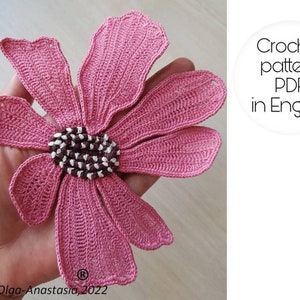 Large crochet pattern- Irish lace crochet pattern in English -motif 3D crochet pattern -crochet flower- diy crochet -easy crochet clematis