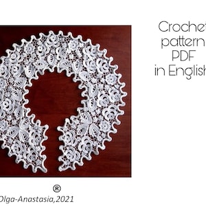 Crochet lace collar pattern - Irish lace- detailed tutorial crochet-motif 3D crochet pattern - fake crochet collar instruction - Detachable