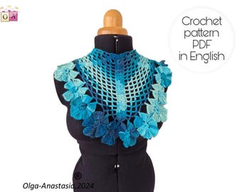 Crochet Shawl Pattern: Irish Lace Wrap with 3D Flowers (PDF)