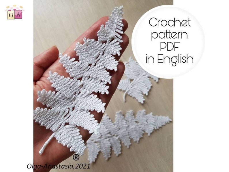 Fern crochet pattern Irish lace fern pattern crochet detailed tutorial crochet crochet fern applique pattern how to crochet fern image 1