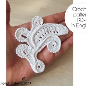 Curl crochet motif pattern for Irish lace -Crochet Lace Applique Pattern - crochet fantasy scroll tutorial for Home Décor