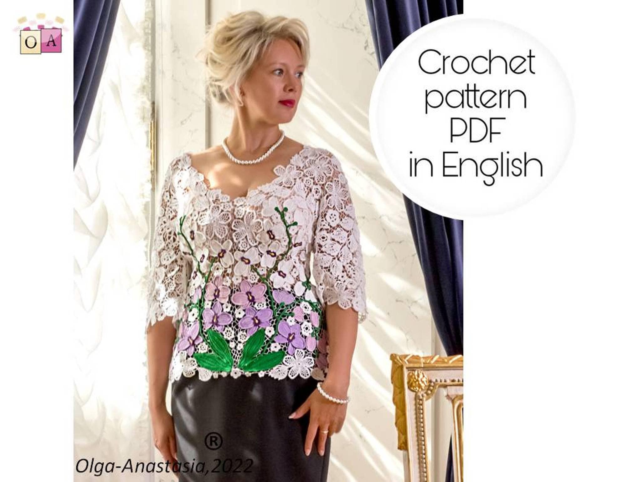 crochet floral lace eyelash top