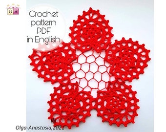 Irish Crochet Lace Doily Pattern: Red Heart Motif (PDF Pattern)