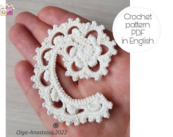 Irish Lace Crochet Motif Pattern: Scroll Border Applique (PDF Pattern)