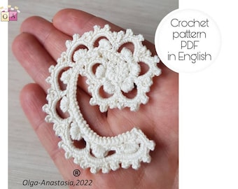 Сrochet motif pattern - Irish lace motif -Crochet Applique Pattern - Crochet Pattern - Lace Motifs - Home Décor - crochet scroll tutorial