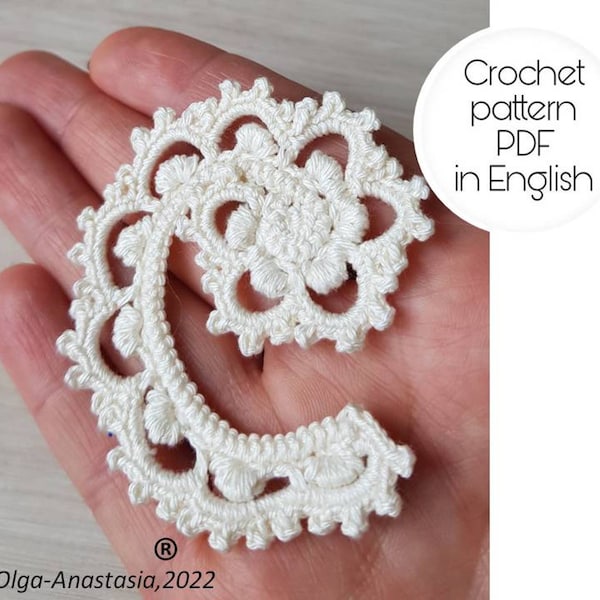 Сrochet motif pattern - Irish lace motif -Crochet Applique Pattern - Crochet Pattern - Lace Motifs - Home Décor - crochet scroll tutorial