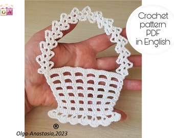 Crochet Basket Pattern: Easter, Baptism, Christening Motif (PDF Pattern)