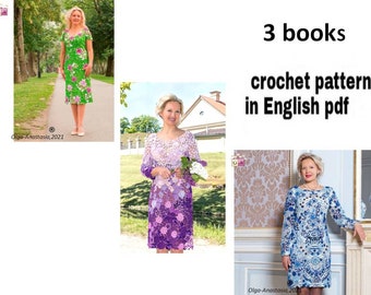 Crochet pattern dress- Irish lace- 3 models dress pattern- crochet pattern - motif 3D crochet pattern- crochet tutorial -crochet instruction