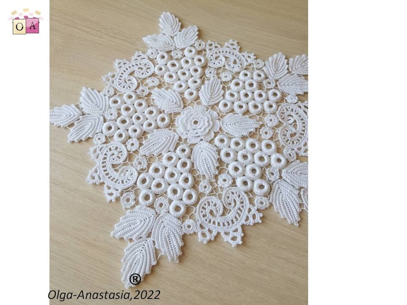 Irish lace centerpiece crochet pattern doily pattern crochet home décor detailed tutorial crochet easy Irish crochet lace doily image 6