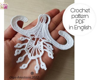 Antique Crown Scroll Crochet Pattern: Irish Lace Applique (PDF Pattern)
