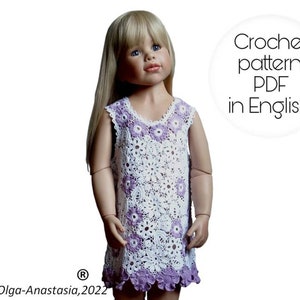 Girl dress for wedding- flower girl dress pattern -Crochet dress pattern, Irish lace dress - crochet lilac flower- detailed tutorial crochet