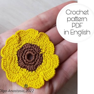 Crochet flowers pattern- crochet pattern in English, Crochet pattern motif flower , crochet applique, home décor -motif 3D crochet pattern