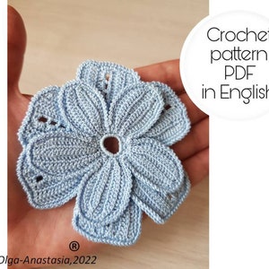 Crochet flowers pattern- crochet pattern in English, Crochet pattern motif flower , crochet applique, home décor -motif 3D crochet pattern