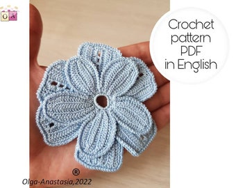 Crochet flowers pattern- crochet pattern in English, Crochet pattern motif flower , crochet applique, home décor -motif 3D crochet pattern