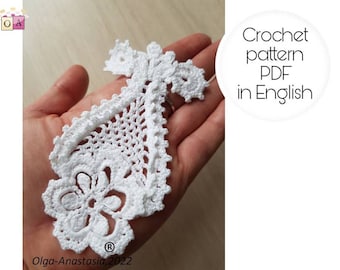 Irish Lace Crochet Motif Pattern: Antique Amphora 3D Design (PDF)