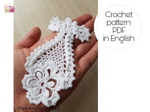 Irish Lace Crochet Motif Pattern: Antique Amphora 3D Design (PDF)