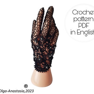 Crochet pattern gloves -Irish crochet lace pattern black wedding lace gloves pattern - Irish crochet - 3Dflower crochet tutorial gloves