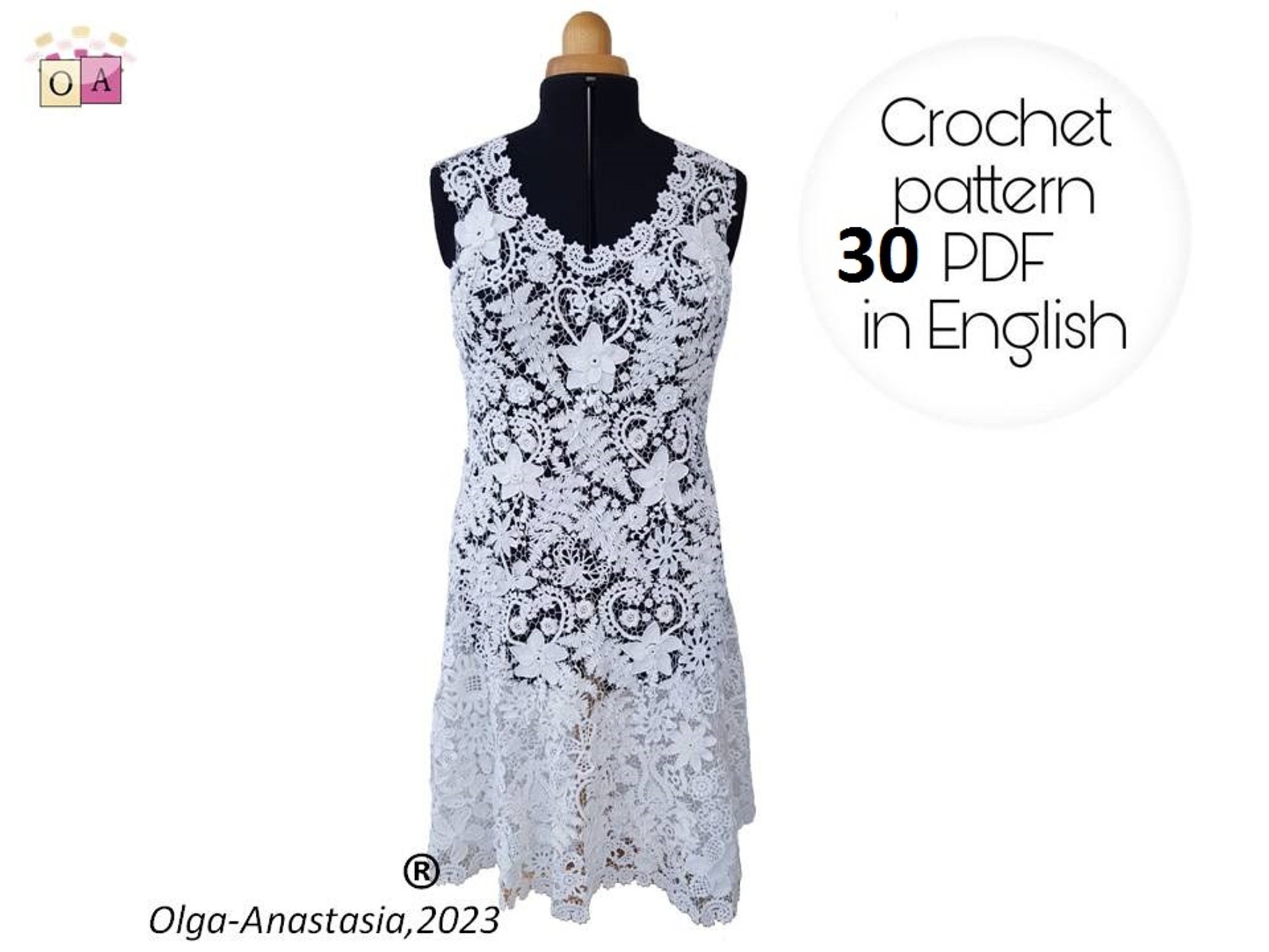 Irish lace- pattern crochet -white wedding dress floral print beach for woman pdf antique lace pdf - lace long crochet wedding dress pattern