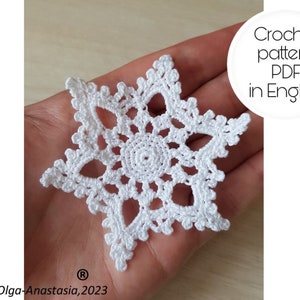 Christmas and New year Snowflake crochet pattern-  décor crochet- easy snowflake pattern crochet tutorial -Noel crochet snowflake