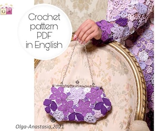 Crochet Pattern bag- Irish lace -wedding bag -Irish crochet- purple lilac lace- vintage crochet- vintage crochet patterns- crochet tutorials
