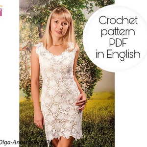 Сrochet pattern dress - Irish crochet - dress lace pattern - flower crochet pattern- floral dress - handmade dress - crochet tutorials