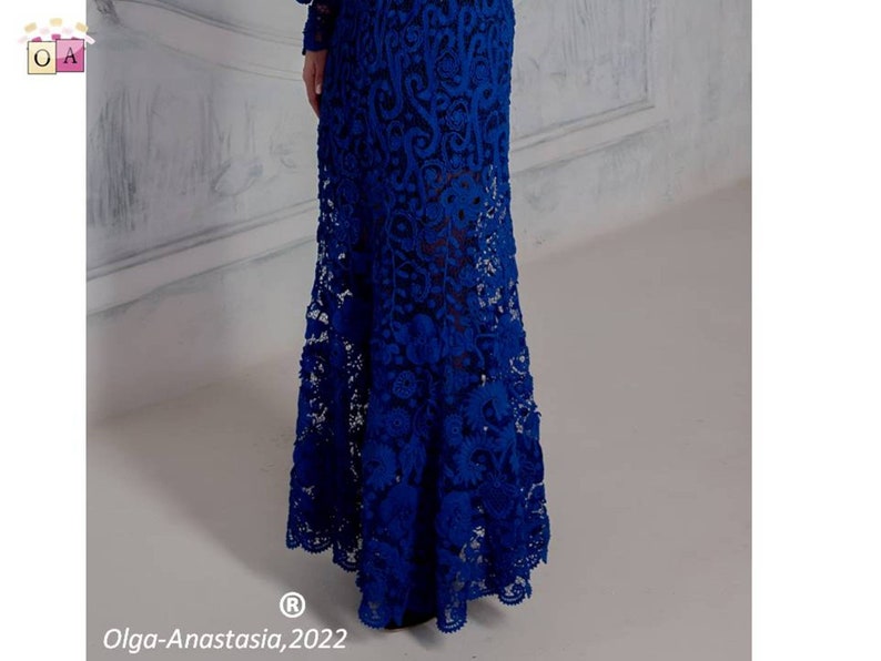Blue Irish Lace Crochet Dress Pattern: 3D Flower Motif (PDF Pattern) image 7