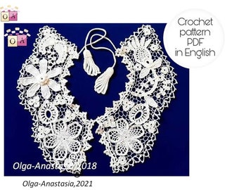 Detachable lace Collar pattern – Irish crochet collar - lace crochet pattern -detailed tutorial crochet -Removable fake crochet lace collar