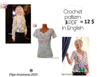 Crochet Blouse Pattern Set: Irish Lace Summer Top (PDF Pattern)