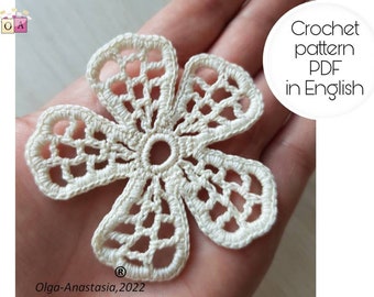 Crochet Flower Pattern: Antique White Irish Lace Motif (PDF Pattern)