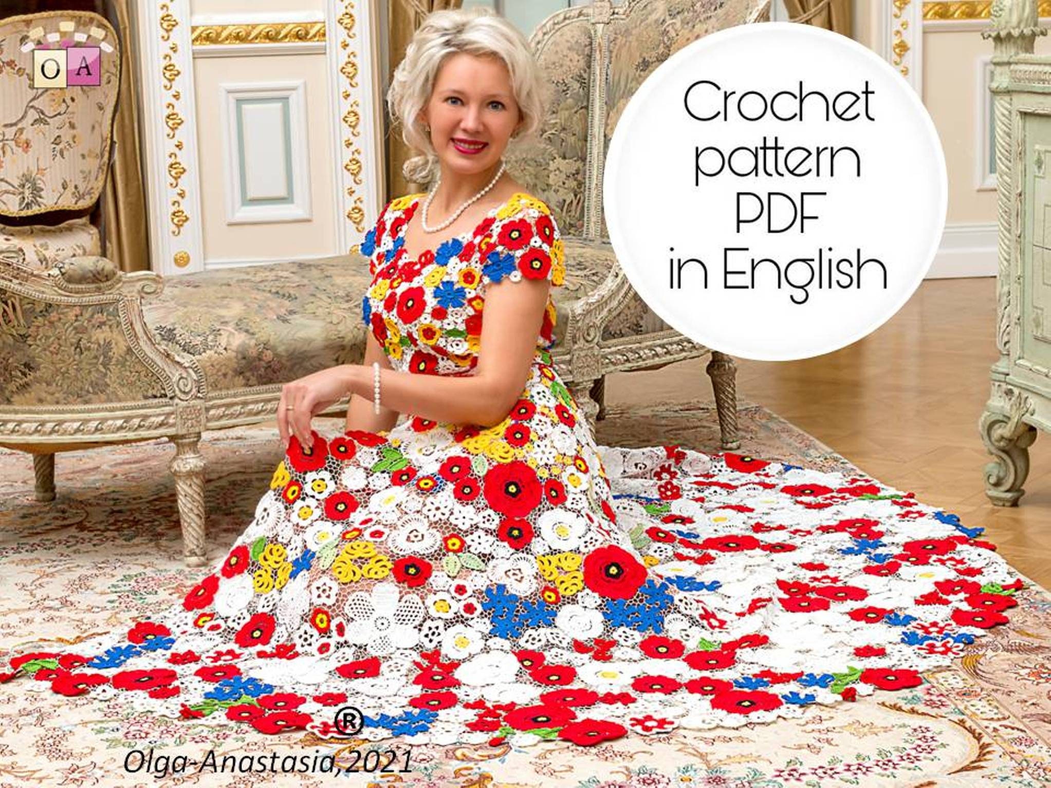 Irish Lace Crochet Dress Pattern: 3D Floral Motif (PDF Pattern) - Etsy
