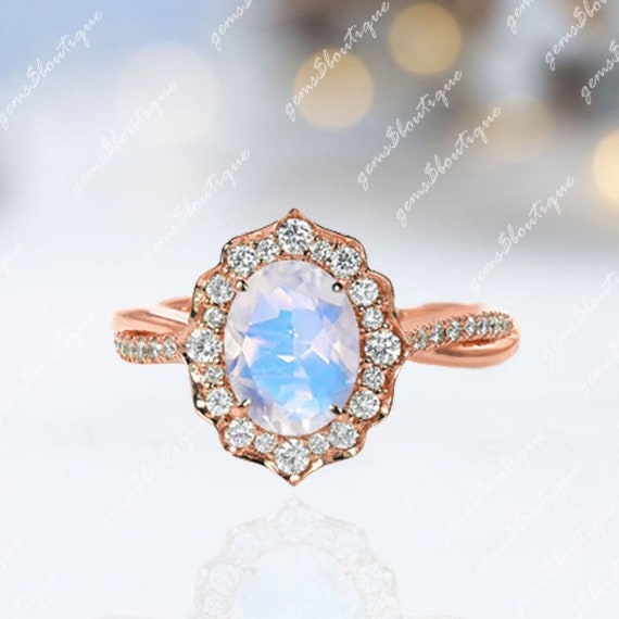 Halo moonstone ring sale
