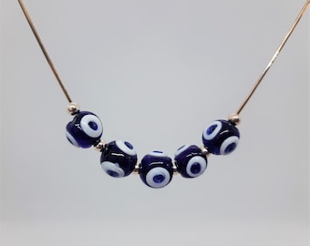 Blauwe Boze Oog Ketting 925 Zilver, Amulet Ketting, Geluk Ketting, Zomer Hanger, Modieus Glas, Blauwe Boze Oog hanger, Uniek Cadeau