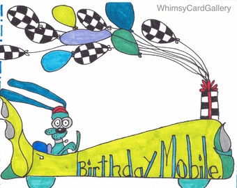 Birthday Mobile, Funny Birthday Card, Blank Birthday Card