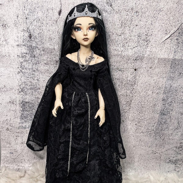 Queen of Witches black gothic dress for BJD slim minifee MSD 1/4 Doll custom