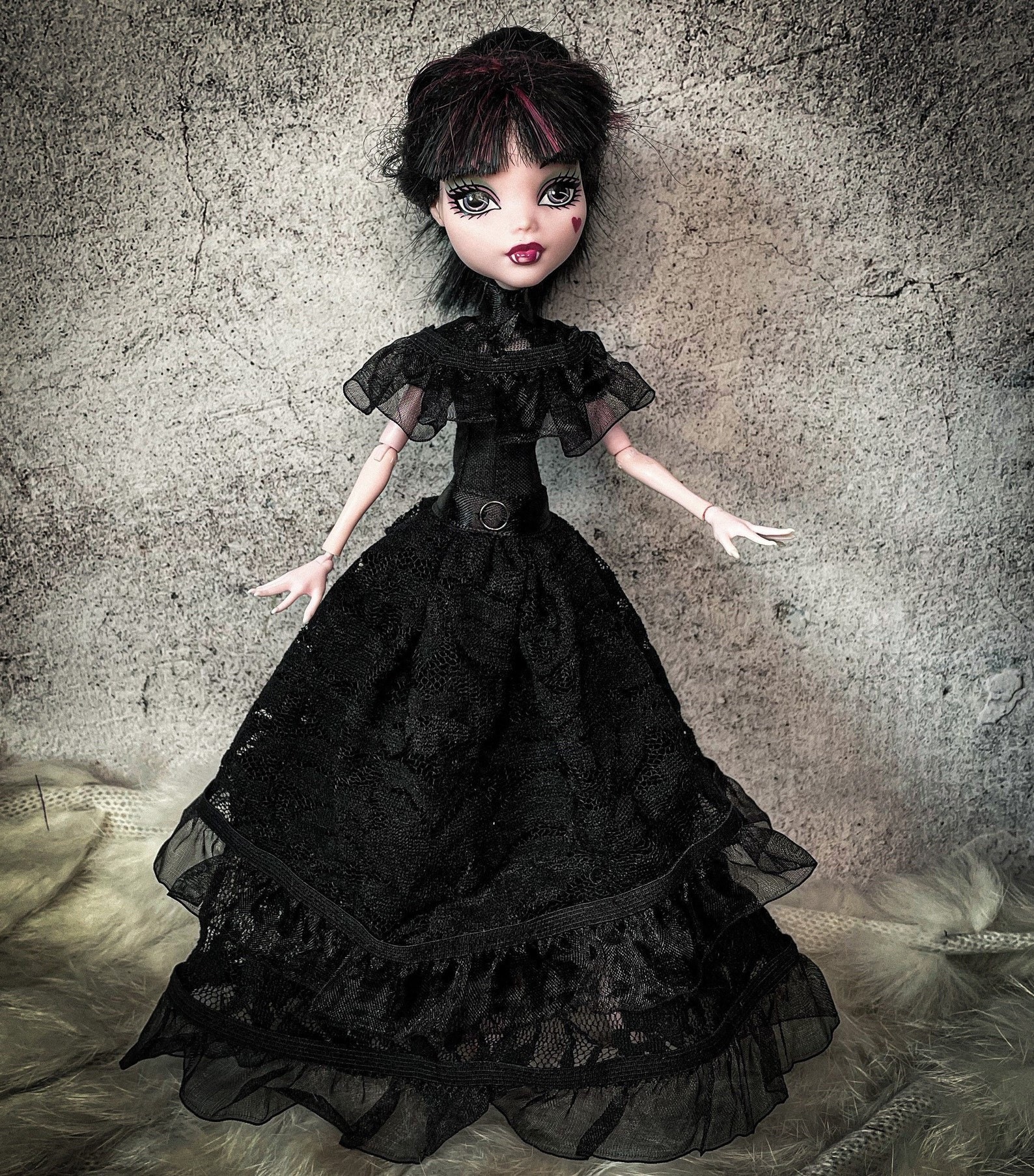 Wednesday Addams Cake Topper Black Lace 