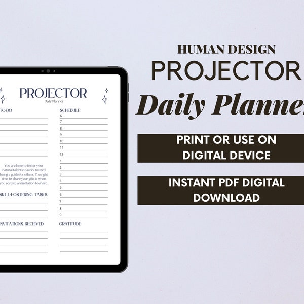 Digital Daily Planner for Human Design Projector Energy Types - PDF Digital Download