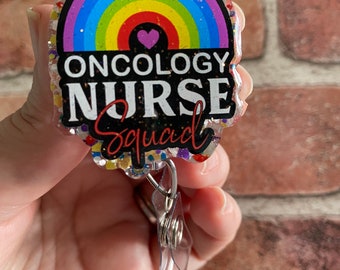 Oncology Nurse Badge reel and  topper - glitter, nurse, teacher, medical, ID badge