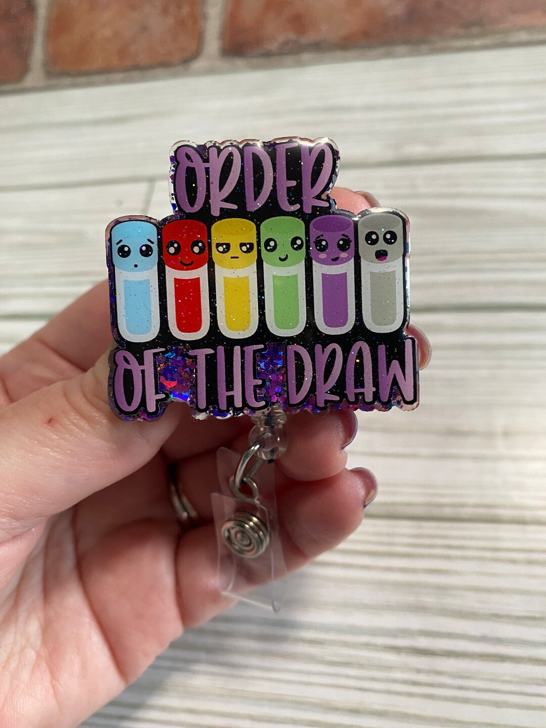 Order of Draw Badge Reel: Glitter Phlebotomy Medical ID - Etsy