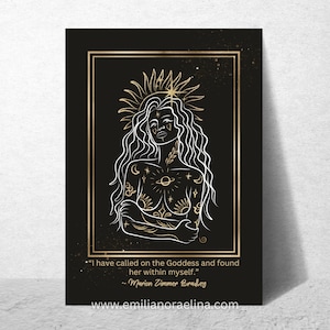 CELESTIAL GODDESS ART, Minimalist Wall Art, Witchy Art Print, Divine Feminine, Sacred Symbol, Moon Stars, Goddess Art, Altar Decor, Bohemian