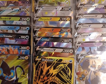 100 x Genuine Pokemon cards bundle  Ultra Rare V Card included rare holographic cards included Free postage no duplicates