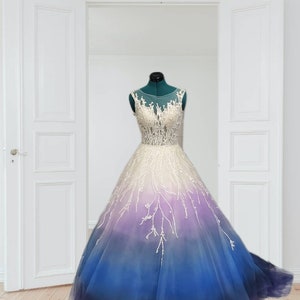 Winter Wonderland Wedding Dress, Blue, Purple, Silver Ombre, Dip Dye ...