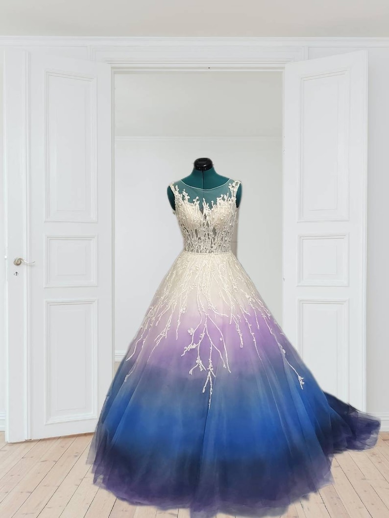 Winter Wonderland Wedding Dress Blue Purple Silver Ombre - Etsy