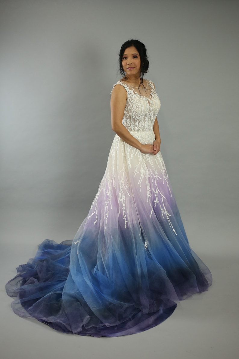Winter Wonderland Wedding Dress Blue Purple Silver Ombre Etsy