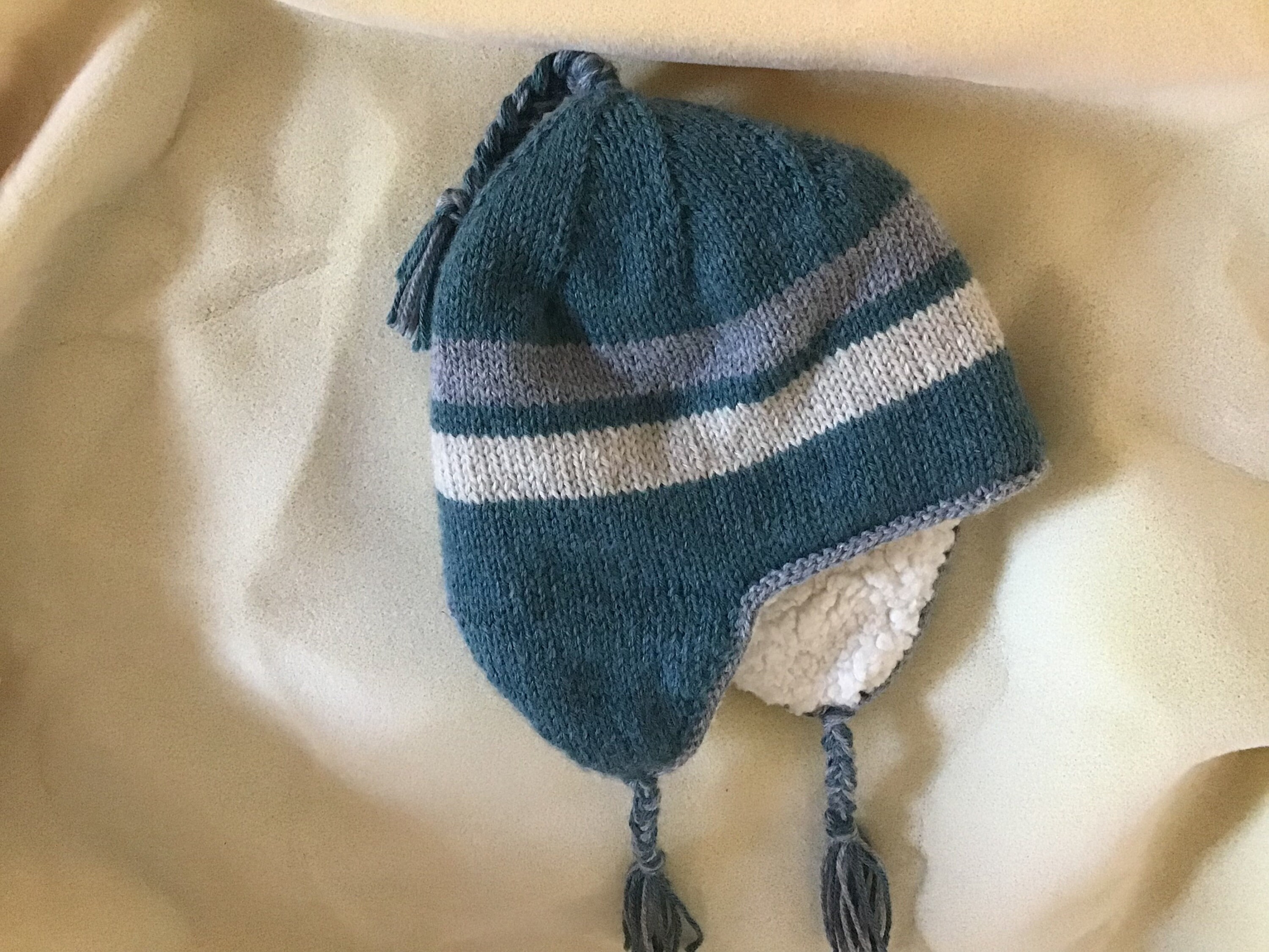 Childs Hand Knit Ear Flap Hat With Sherpa Lining - Etsy