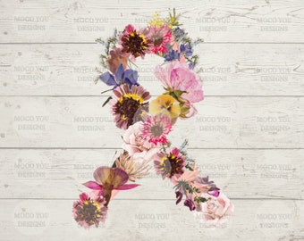 Pink Floral Cancer Ribbon Digital Download