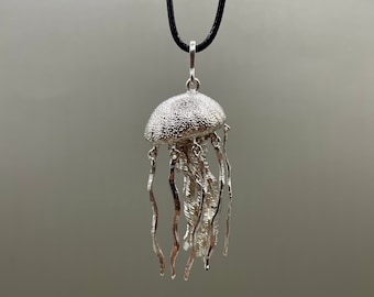 Handmade Sterling Silver Jellyfish Necklace: Sea-Inspired Pendant