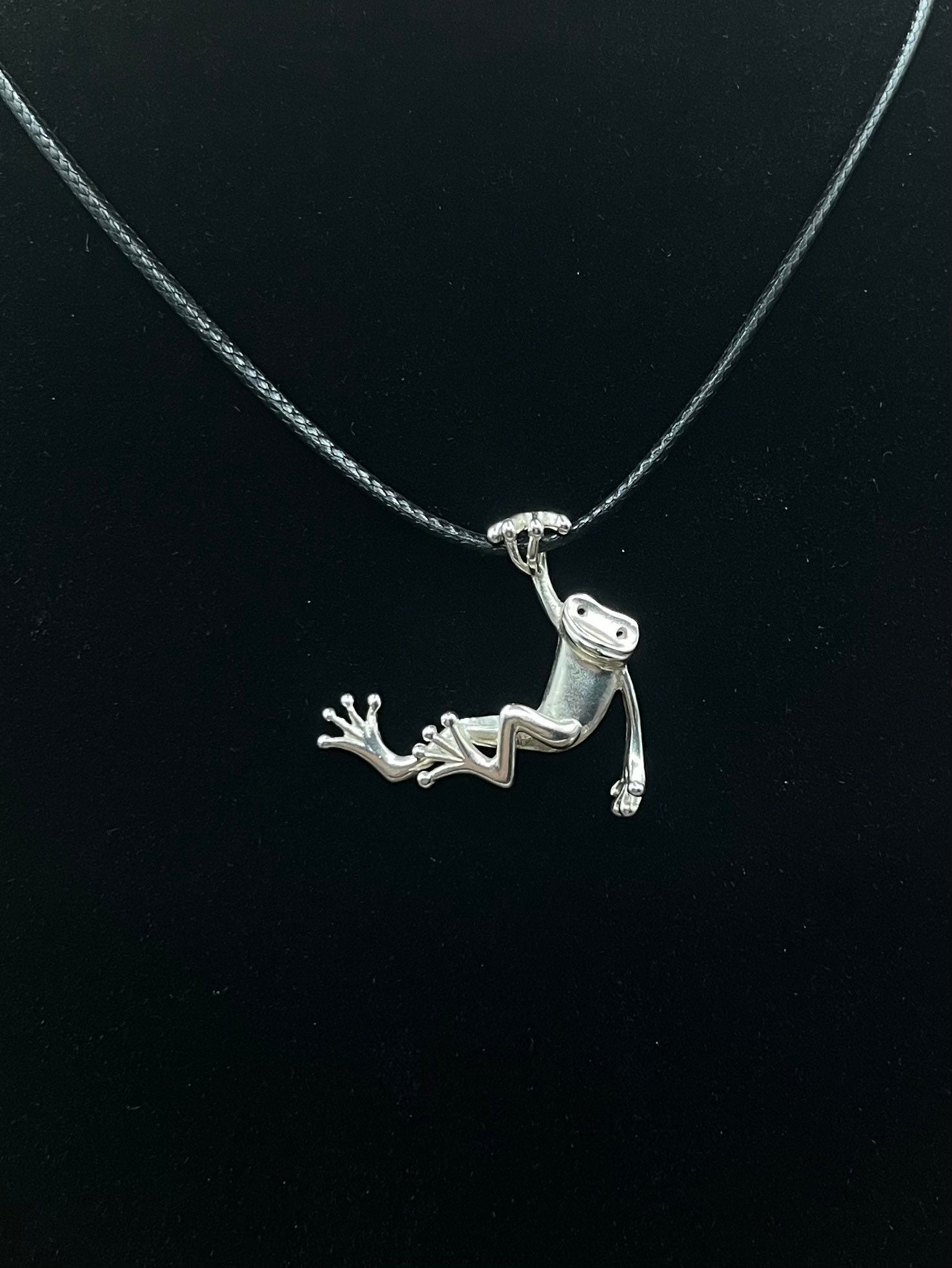 Happy Tree Frog Necklace 925 Sterling Silver 3D Pendant Etsy